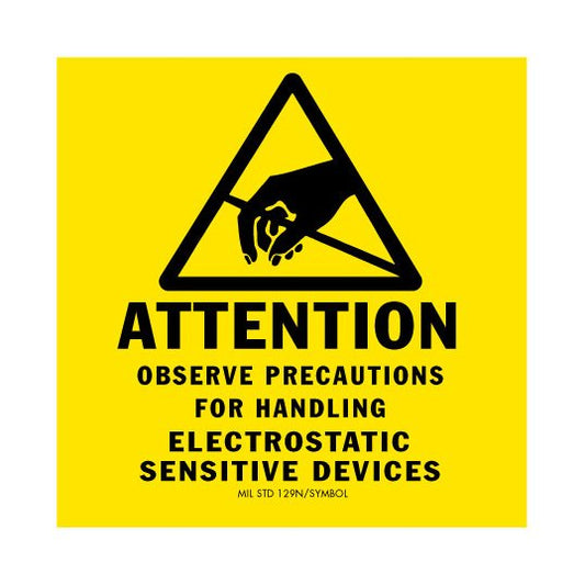 Anti-Static Caution Label 2x2 Yellow RL (1000) - Image 1