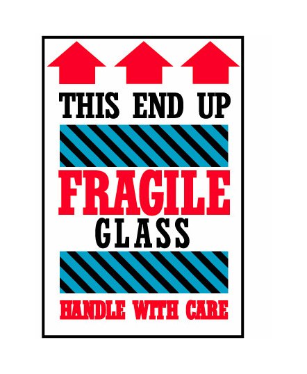 4x6 Glass Shipping Label - Image 1