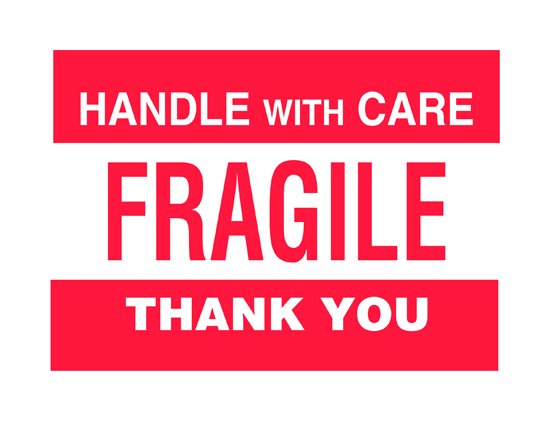 3x5 Fragile Shipping Label, Pack of 500, Red/White - Image 1