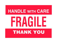3x5 Fragile Shipping Label, Pack of 500, Red/White