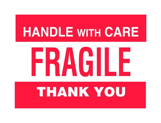 3x5 Fragile Shipping Label, Pack of 500, Red/White - Image 1