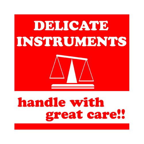 6x6 Inch Delicate Instrument Labels - Pack of 500 - Red/White - Image 1