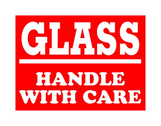 Fragile Glass Shipping Label - 3 x 4 Inch Size - Image 1