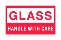 Fragile Glass Shipping Label - 3x5 in Size, Red & White (RL 500)