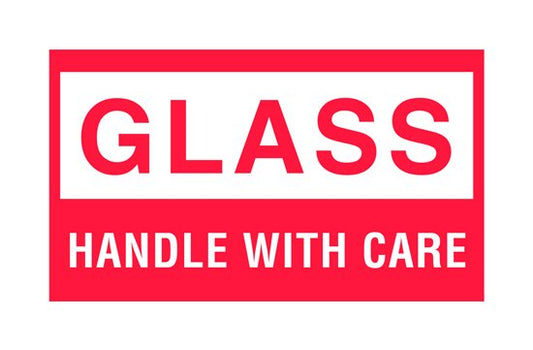 Fragile Glass Shipping Label - 3x5 in Size, Red & White (RL 500) - Image 1