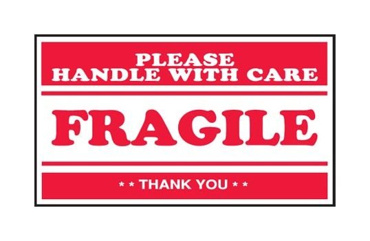 2.5 x 4 Inch Fragile Shipping Label - Pack of 500 - Image 1