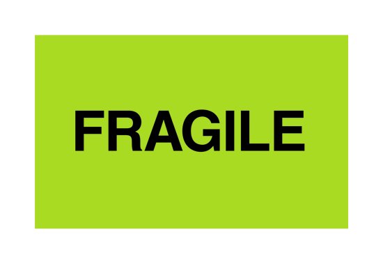 Fluorescent Green 3 x 5 Inch Fragile Shipping Label Roll (500 Labels) - Image 1