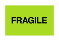 Fluorescent Green 3 x 5 Inch Fragile Shipping Label Roll (500 Labels)