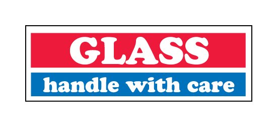 1x3 Fragile Glass Shipping Label - Pack of 500 - Image 1