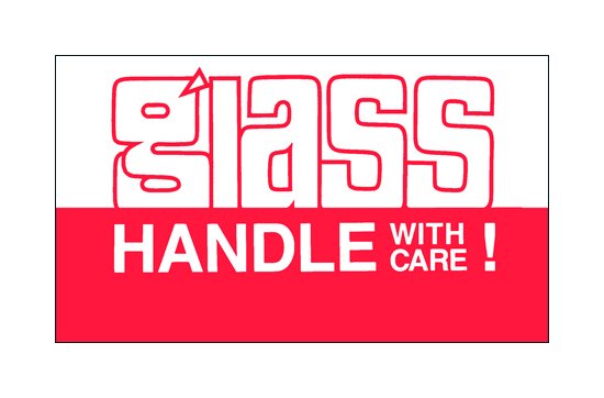 Fragile Glass Shipping Label - 3x5 in Size, Red & White - 500 RL - Image 1