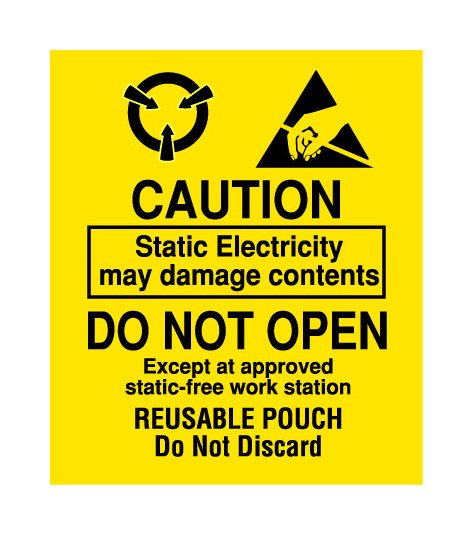 3x3.5 Inch Anti-Static Caution Label - Yellow (RL 500) - Image 1