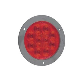 4" Round LED Stop/Tail/Turn Lamp - Red, Flange Mount - Image 1