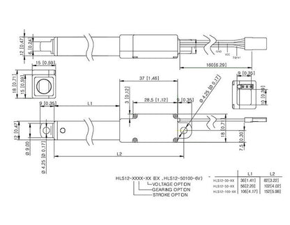Hitec Linear Electric Rotary Actuator HLS12-100100, 100mm Stroke, 100:1 Gear Ratio - Image 2
