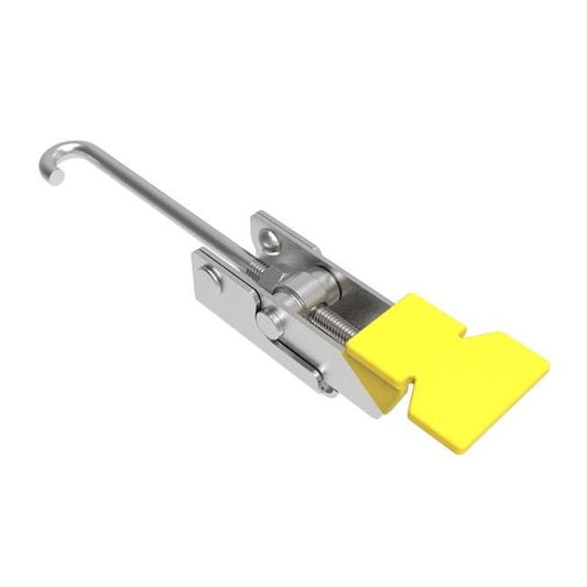 Adjustable Stainless Steel Draw Latch with Yellow Vinyl Grip - Image 1