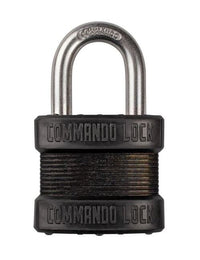 Commando Lock Military-Grade 1-3/4in Wide Steel Laminated Black Zinc Padlock