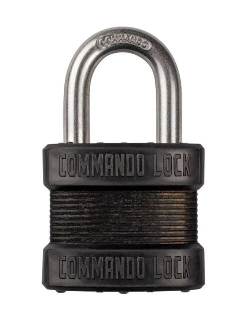 Commando Lock Military-Grade 1-3/4in Wide Steel Laminated Black Zinc Padlock - Image 1