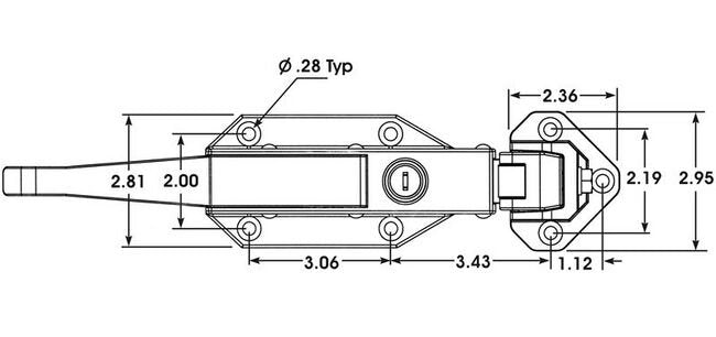 Stainless Steel Key Locking Refrigeration Latch with Offset Strike - Image 3