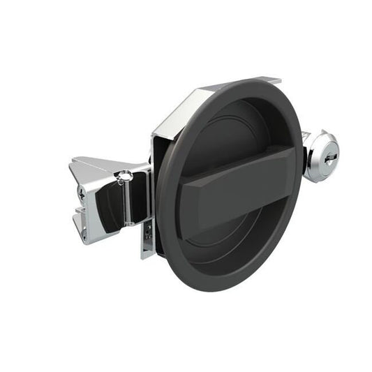 Southco Flush Cup Cam Latch - Medium Size, Key Locking, Black - Image 1
