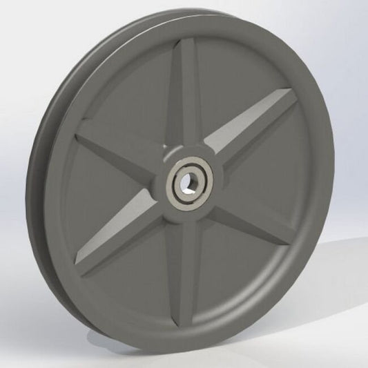LP Series 0.375 Inch (in) Bore Diameter and 6 Inch (in) Outside Diameter Standard Ball Bearing Molybdenum Disulfide Nylon Pulley - Image 1