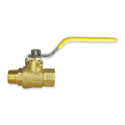 MASV Series 3/8 Inch (in) Size Barb Inlet Port and 1/4 Inch (in) Size Male National Pipe Thread (MNPT) Outlet Port 2-Way Metal Ball Valve - Image 1