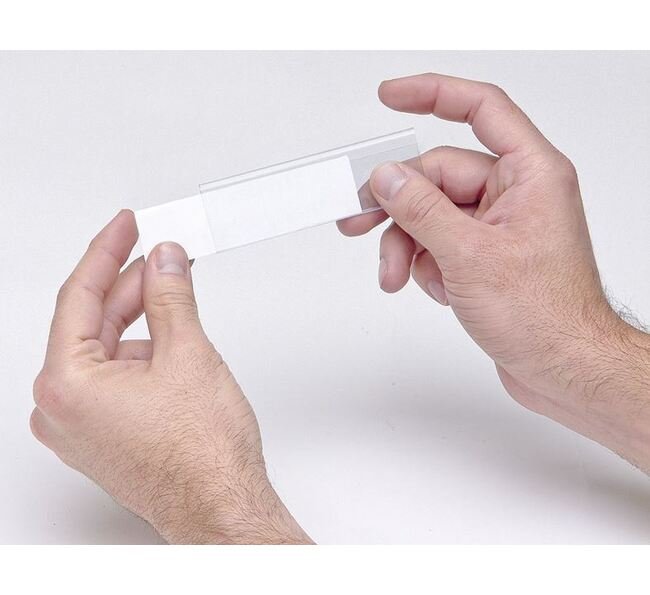 Clear Label Holder & Laser Labels Inserts (25pc) for Shelf Bins - Image 1