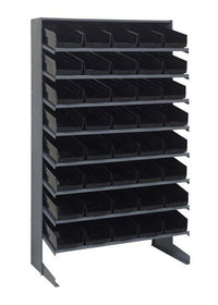 Heavy Duty Steel Single Sided Pick Rack with 40 Black Bins
