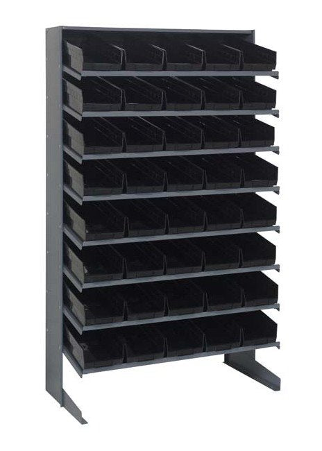 Heavy Duty Steel Single Sided Pick Rack with 40 Black Bins - Image 1