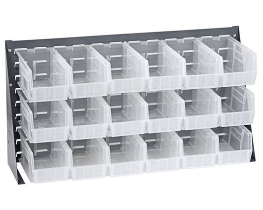 Heavy-Duty Clear-View Bench Rack with 18 Bins - Image 1