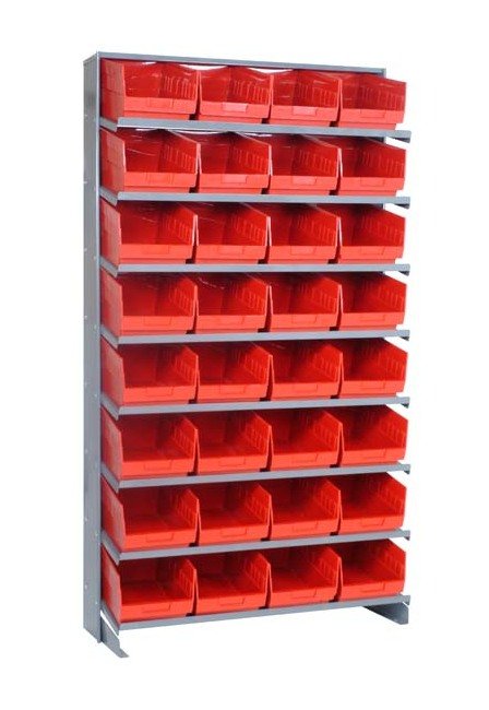 Heavy Duty Single Sided Pick Rack with 32 Bins - Red - Image 1