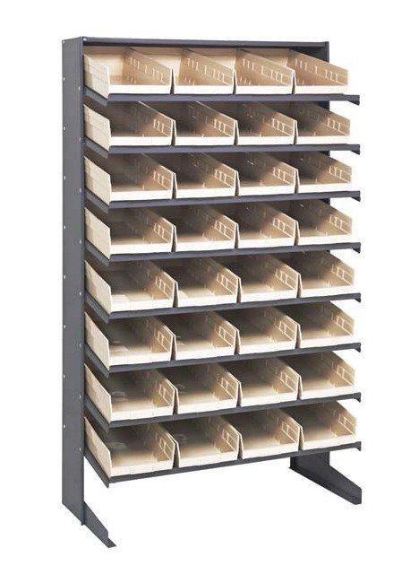 Heavy Duty Single Sided Pick Rack with 32 Ivory Bins - Image 1