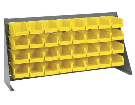 Heavy-Duty Bench Rack with 32 Yellow Storage Bins - 36 Inches Wide - Image 1