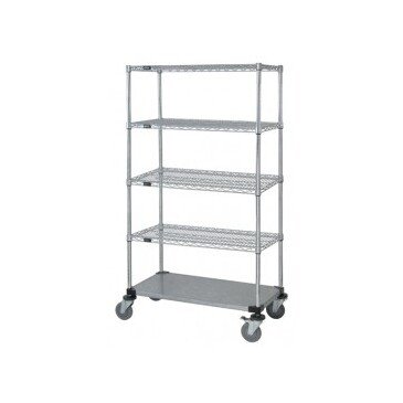 Quantum Wire Mobile Cart with Solid Bottom Shelf - 63In - Image 1