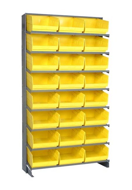 Heavy Duty Single Sided Pick Rack with 24 Yellow Bins - Image 1