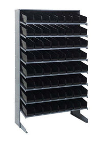 Industrial Grade Heavy Duty Shelving Unit with 64 Black Bins