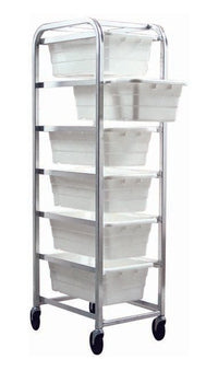 Heavy Duty Steel Mobile Rack with 6 White Tubs