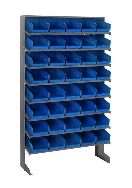 Heavy Duty Single Side Pick Rack with 40 Blue Bins - Image 1