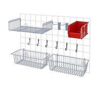 Grid Storage Accessory Pack with Red Bin and Gray Epoxy Coating