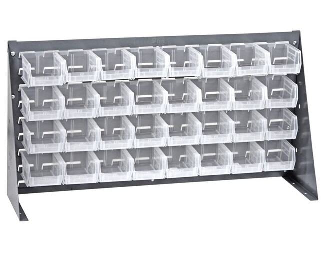 Clear-View Bench Rack with 32 Clear Bins, 36x19 - Image 1