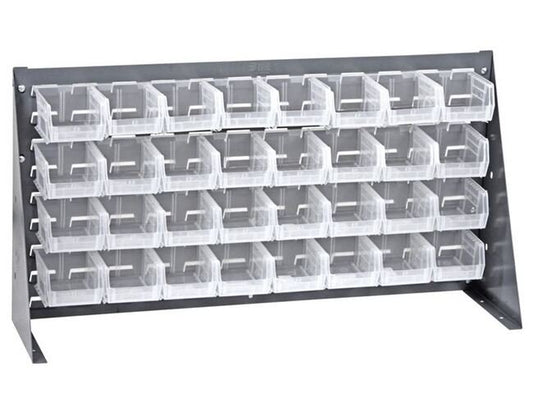 Clear-View Bench Rack with 32 Clear Bins, 36x19 - Image 1