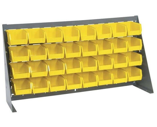 Heavy-Duty Bench Rack with 32 Yellow Storage Bins - 36 Inches Wide - Image 1
