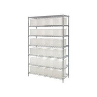 Quantum Heavy-Duty Chrome Wire Shelving Unit with Clear Dividable Grid Containers