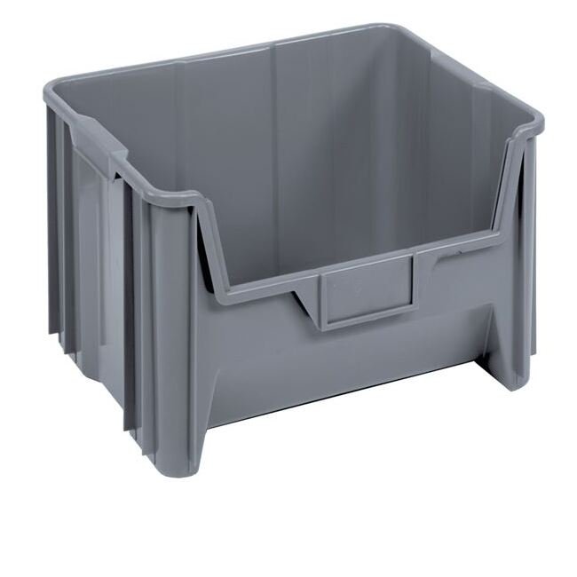 Durable Heavy Duty Stackable Container, Gray, 15-1/4" x 19-7/8" x 12-7/16" - Image 1