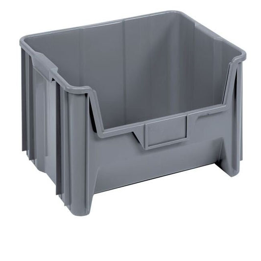 Durable Heavy Duty Stackable Container, Gray, 15-1/4" x 19-7/8" x 12-7/16" - Image 1