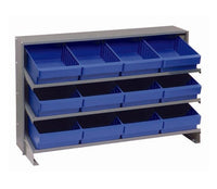 Heavy Duty Steel Shelving Unit with 12 Blue Bins