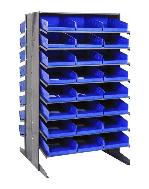 Heavy Duty Double Sided Pick Rack with 48 Blue Bins - Image 1