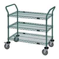 Green Epoxy Wire Shelving Cart with 3 Shelves