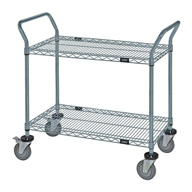Gray Epoxy Wire Shelving Cart with 2 Shelves - Image 1