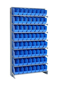 Industrial Strength Single Sided Pick Rack with 64 Bins, Blue