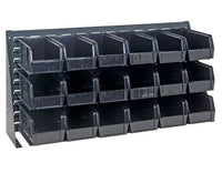 Heavy-Duty Bench Rack with 18 Black Bins, 36-Inch Width