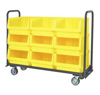 Magnum Tote Truck 18x60 Yellow with Bins - Material Handling Cart
